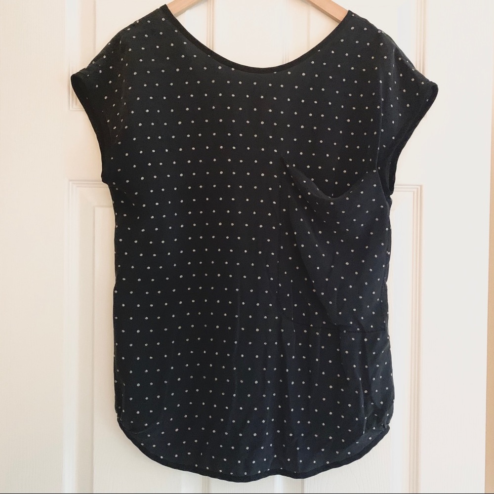 Volcom silk black and whit polka dot shirt
